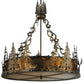 Meyda Lighting Moose at Dusk 31" 4-Light Antique Copper Inverted Pendant Light With Amber Mica Shade Glass