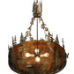Meyda Lighting Moose at Dusk 31" 4-Light Antique Copper Inverted Pendant Light With Amber Mica Shade Glass