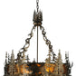 Meyda Lighting Moose at Dusk 31" 4-Light Antique Copper Inverted Pendant Light With Amber Mica Shade Glass