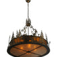 Meyda Lighting Moose at Dusk 31" 4-Light Antique Copper Inverted Pendant Light With Amber Mica Shade Glass
