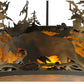 Meyda Lighting Moose at Dusk 31" 4-Light Antique Copper Inverted Pendant Light With Amber Mica Shade Glass