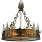 Meyda Lighting Moose at Dusk 31" 4-Light Antique Copper Inverted Pendant Light With Amber Mica Shade Glass