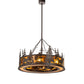 Meyda Lighting Moose at Dusk 45" 12-Light Mahogany Bronze Chandelier With Amber Mica Shade Glass and Fan
