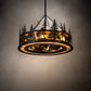 Meyda Lighting Moose at Dusk 45" 12-Light Mahogany Bronze Chandelier With Amber Mica Shade Glass and Fan