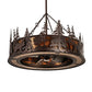 Meyda Lighting Moose at Dusk 45" 12-Light Mahogany Bronze Chandelier With Amber Mica Shade Glass and Fan