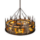 Meyda Lighting Moose at Dusk 45" 12-Light Mahogany Bronze Chandelier With Amber Mica Shade Glass and Fan