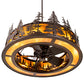 Meyda Lighting Moose at Dusk 45" 12-Light Mahogany Bronze Chandelier With Amber Mica Shade Glass and Fan