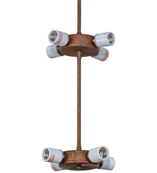 Meyda Lighting Moose at Dusk 49" 8-Light Rust Pendant Light With White Amber Mica Shade Glass