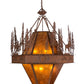 Meyda Lighting Moose at Dusk 49" 8-Light Rust Pendant Light With White Amber Mica Shade Glass