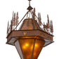 Meyda Lighting Moose at Dusk 49" 8-Light Rust Pendant Light With White Amber Mica Shade Glass