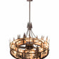 Meyda Lighting Moose at Dusk 54" 19-Light Mahogany Bronze Chandelier With Silver Mica Shade Glass and Fan