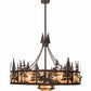 Meyda Lighting Moose at Dusk 54" 19-Light Mahogany Bronze Chandelier With Silver Mica Shade Glass and Fan