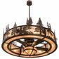 Meyda Lighting Moose at Dusk 54" 19-Light Mahogany Bronze Chandelier With Silver Mica Shade Glass and Fan