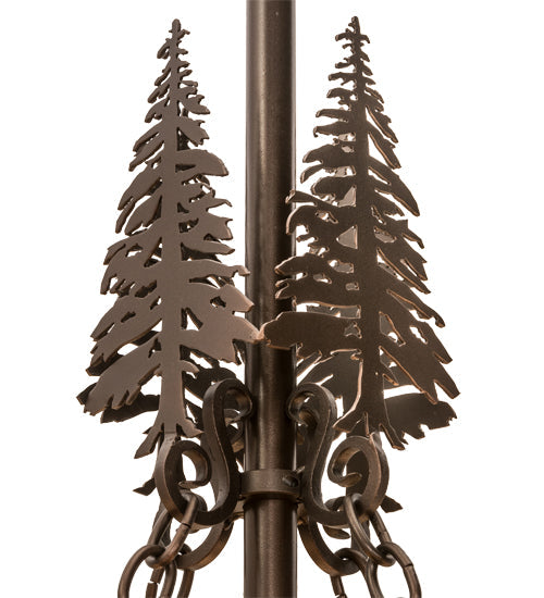 Meyda Lighting Moose at Dusk 54" 19-Light Mahogany Bronze Chandelier With Silver Mica Shade Glass and Fan