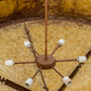 Meyda Lighting Moose at Dusk 54" 6-Light Rust Inverted Pendant Light With Amber Mica Shade Glass