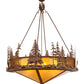 Meyda Lighting Moose at Dusk 54" 6-Light Rust Inverted Pendant Light With Amber Mica Shade Glass