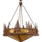 Meyda Lighting Moose at Dusk 54" 6-Light Rust Inverted Pendant Light With Amber Mica Shade Glass
