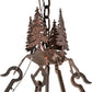 Meyda Lighting Moose at Dusk 54" 6-Light Rustic Nail Inverted Pendant Light With Amber Mica Shade Glass