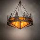 Meyda Lighting Moose at Dusk 54" 6-Light Rustic Nail Inverted Pendant Light With Amber Mica Shade Glass