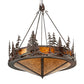 Meyda Lighting Moose at Dusk 54" 6-Light Rustic Nail Inverted Pendant Light With Amber Mica Shade Glass