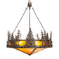 Meyda Lighting Moose at Dusk 54" 6-Light Rustic Nail Inverted Pendant Light With Amber Mica Shade Glass