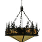 Meyda Lighting Moose at Dusk 56" 6-Light Timeless Bronze Inverted Pendant Light With Beige Shade Glass