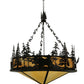 Meyda Lighting Moose at Dusk 56" 6-Light Timeless Bronze Inverted Pendant Light With Beige Shade Glass