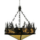 Meyda Lighting Moose at Dusk 56" 6-Light Timeless Bronze Inverted Pendant Light With Beige Shade Glass