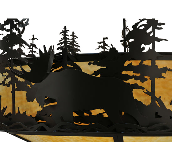 Meyda Lighting Moose at Dusk 56" 6-Light Timeless Bronze Inverted Pendant Light With Beige Shade Glass
