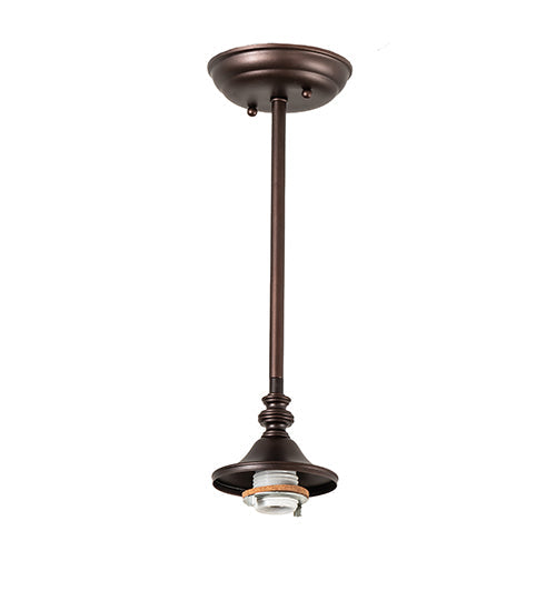 Meyda Lighting Moose at Dusk 8" Mahogany Bronze Mini Pendant Light With Beige Art Shade Glass