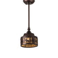 Meyda Lighting Moose at Dusk 8" Mahogany Bronze Mini Pendant Light With Beige Art Shade Glass