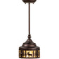 Meyda Lighting Moose at Dusk 8" Mahogany Bronze Mini Pendant Light With Beige Art Shade Glass