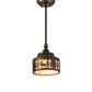 Meyda Lighting Moose at Dusk 8" Mahogany Bronze Mini Pendant Light With Beige Art Shade Glass