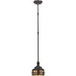 Meyda Lighting Moose at Dusk 8" Mahogany Bronze Mini Pendant Light With Beige Shade Glass