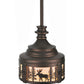 Meyda Lighting Moose at Dusk 8" Mahogany Bronze Mini Pendant Light With Beige Shade Glass