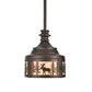 Meyda Lighting Moose at Dusk 8" Mahogany Bronze Mini Pendant Light With Beige Shade Glass