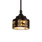 Meyda Lighting Moose at Dusk 8" Mahogany Bronze Mini Pendant Light With Beige Shade Glass