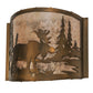 Meyda Lighting Moose at Lake 12" Antique Copper Wall Sconce With Silver Mica Shade Glass