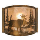 Meyda Lighting Moose at Lake 12" Antique Copper Wall Sconce With Silver Mica Shade Glass