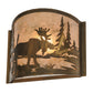 Meyda Lighting Moose at Lake 12" Antique Copper Wall Sconce With Silver Mica Shade Glass
