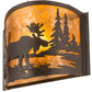 Meyda Lighting Moose at Lake 12" Timeless Bronze Wall Sconce With Amber Mica Shade Glass