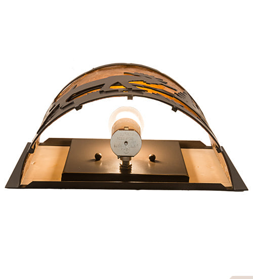 Meyda Lighting Moose at Lake 12" Timeless Bronze Wall Sconce With Amber Mica Shade Glass