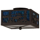 Meyda Lighting Moose at Lake 15" 2-Light Oil Rubbed Bronze Flush Mount Light With Green Blue & Frosted Clear Shade Glass