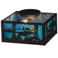 Meyda Lighting Moose at Lake 15" 2-Light Oil Rubbed Bronze Flush Mount Light With Green Blue & Frosted Clear Shade Glass