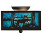 Meyda Lighting Moose at Lake 15" 2-Light Oil Rubbed Bronze Flush Mount Light With Green Blue & Frosted Clear Shade Glass