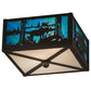 Meyda Lighting Moose at Lake 15" 2-Light Oil Rubbed Bronze Flush Mount Light With Green Blue & Frosted Clear Shade Glass