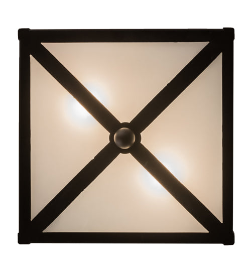 Meyda Lighting Moose at Lake 15" 2-Light Oil Rubbed Bronze Flush Mount Light With Green Blue & Frosted Clear Shade Glass