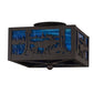 Meyda Lighting Moose at Lake 15" 2-Light Oil Rubbed Bronze Flush Mount Light With Light Blue & Dark Blue Art Shade Glass