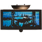 Meyda Lighting Moose at Lake 15" 2-Light Oil Rubbed Bronze Flush Mount Light With Light Blue & Dark Blue Art Shade Glass