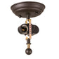 Meyda Lighting Moose at Lake 15" 2-Light Oil Rubbed Bronze Flush Mount Light With Light Blue & Dark Blue Art Shade Glass